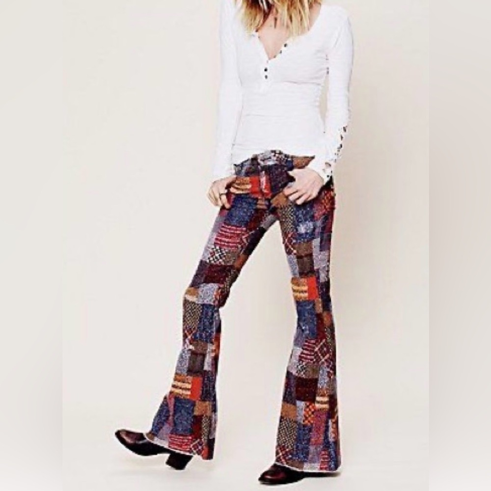 Free People Patchwork Corduroy 5 Pocket Pants Size 30 EXCELLENT RARE